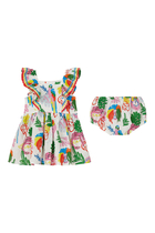 Kids Printed Dress and Bloomers Set